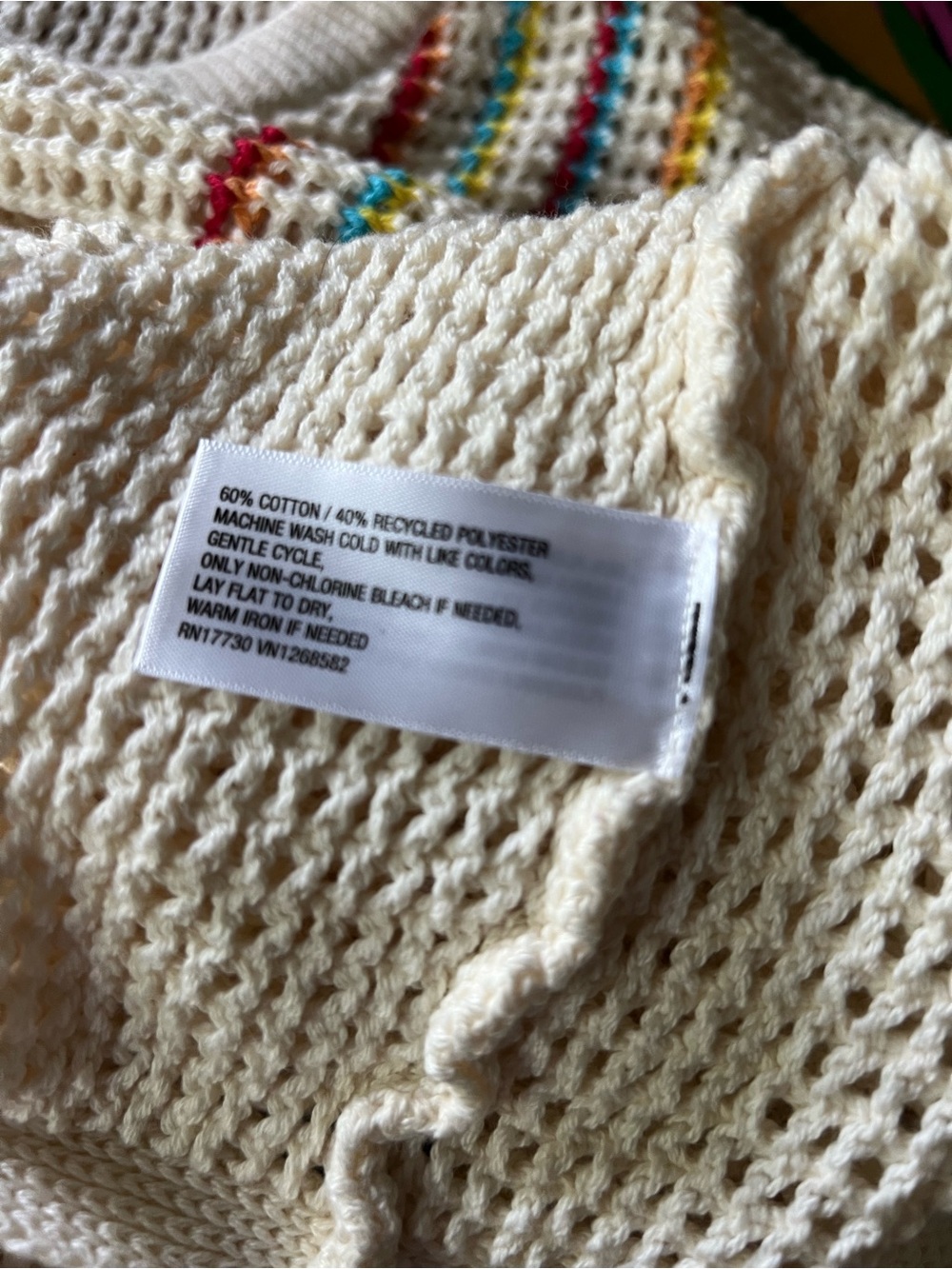 PRIDE Cream Knit Vest with Rainbow Stripe Detail - Picture 4 of 4